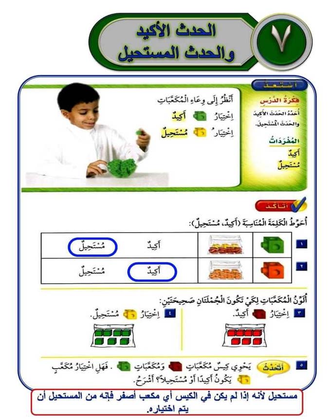 الحدث الأكيد والحدث المستحيل